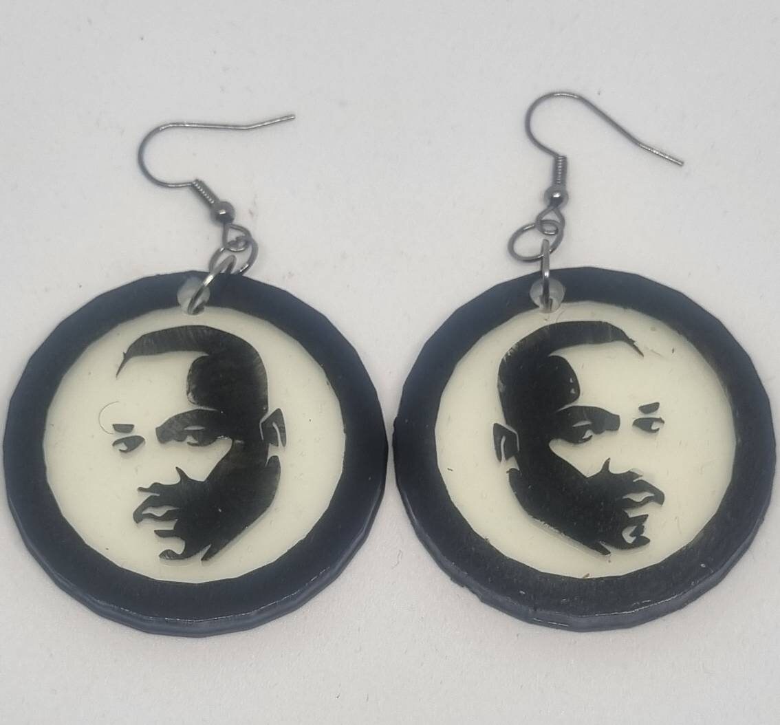 Martin Luther King silhouette earrings, 3d printed african american icon,black man poster, urban pop art, mlk portrait, african american art