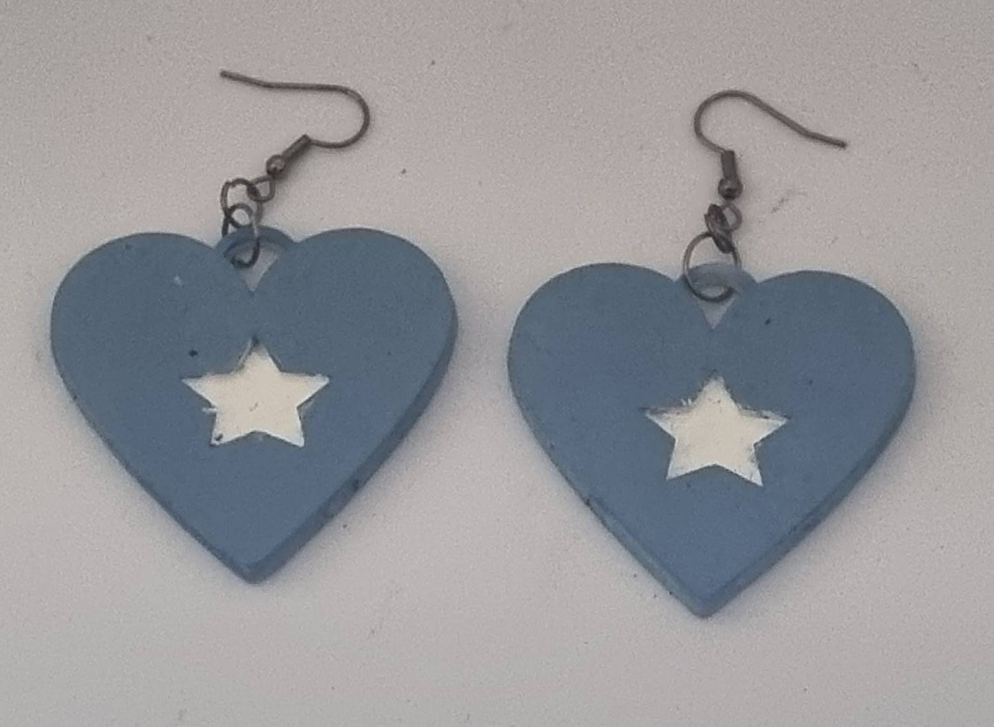 Love Somalia earrings, 3d printed African art, love heat jewellery,blue and white flag, somali star earring, east african womans fashion