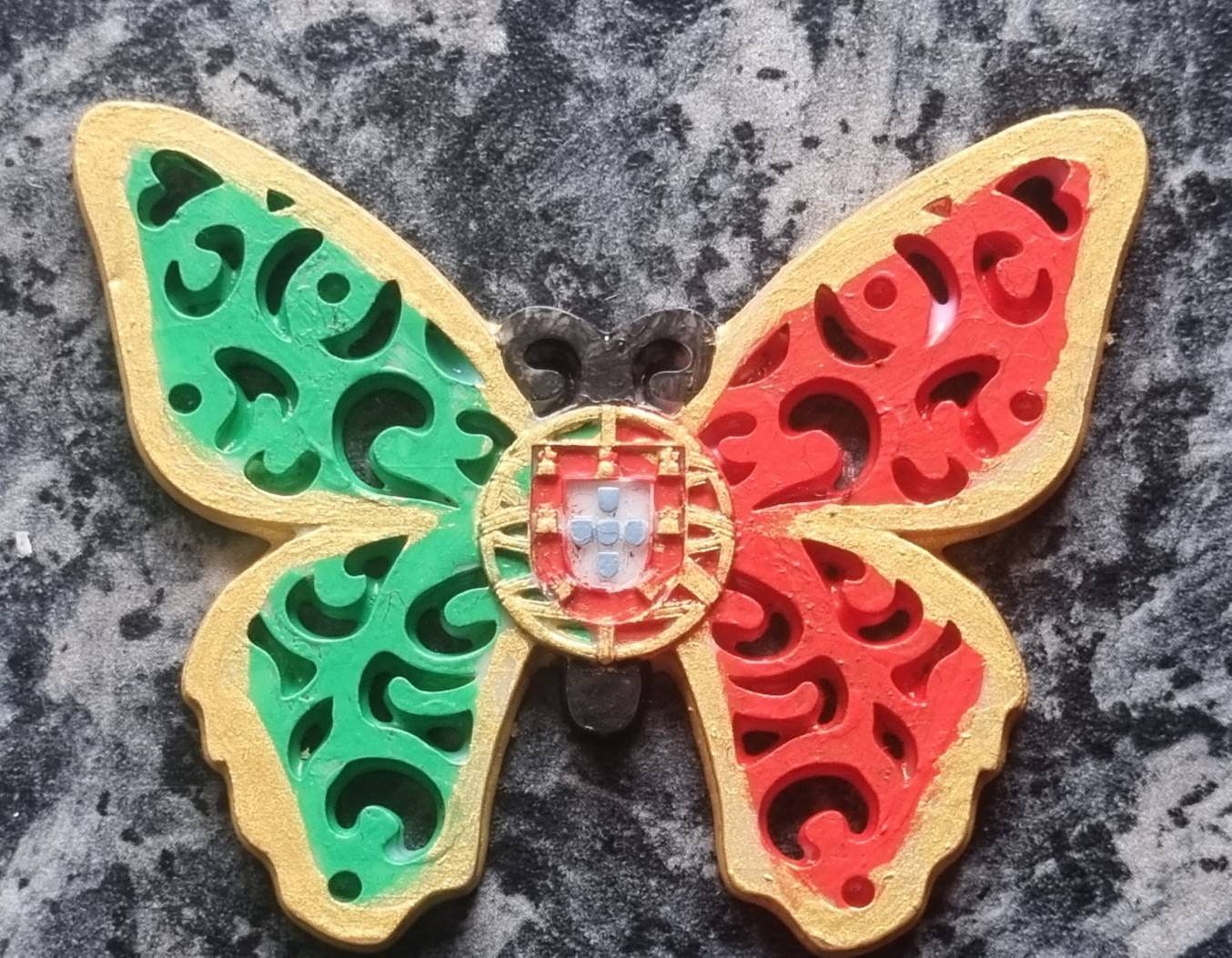 Butterfly fridge magnet, 3d printed resin, Portuguese flag gift idea, cute animal print, national pride decor, kitchen butterfly decoration