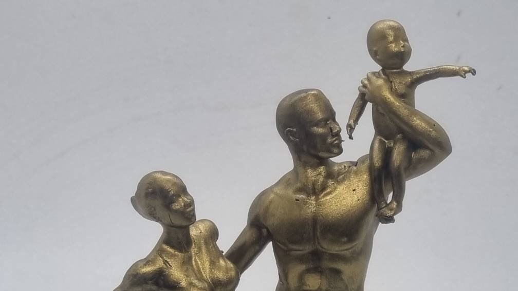 Bronze African renaissance monument. 3d printed African sculpture/statue, Black family figurine, man woman child, Africa tribal art, Senegal