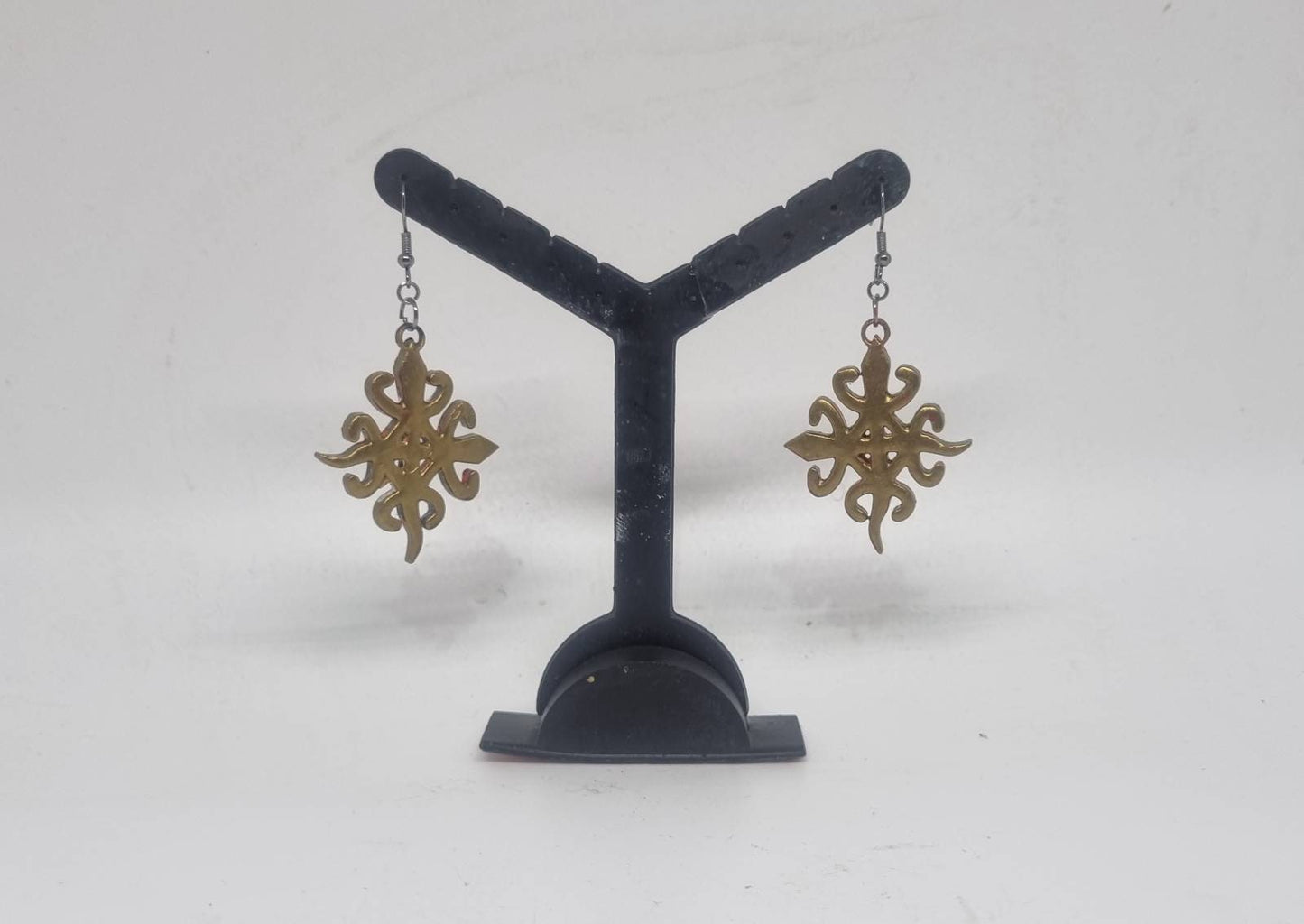 Ghanaian Adinkra symbol earrings (Democracy, unity in diversity) FUNTUNFUNEFU DENKYEMFUNEU. Crocodile 3d printed,african earrings, afro love