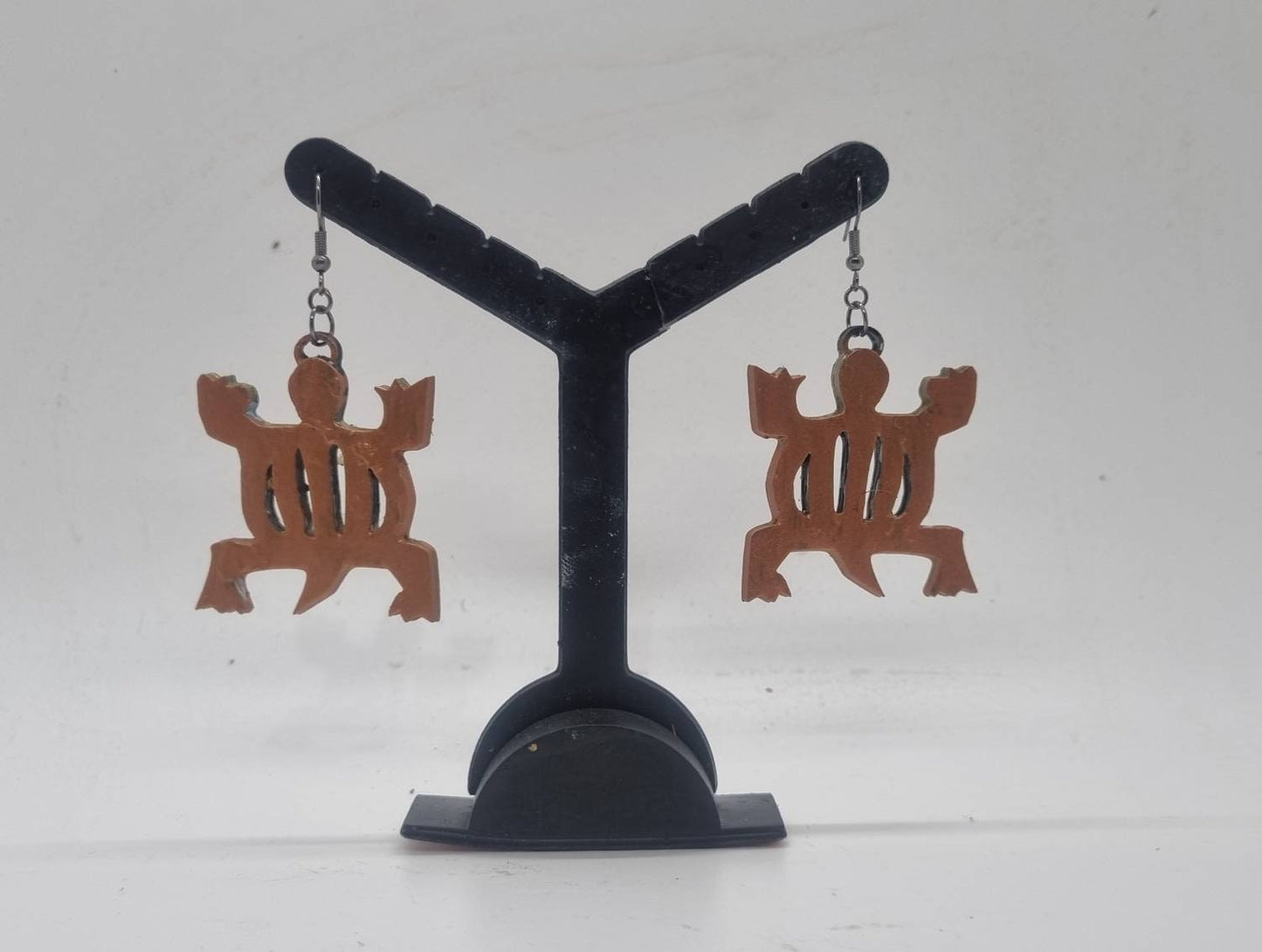 Ghanaian Adinkra symbol earrings, (Adaptability) DENKYEM.3d printed african art, tribal crocodile symbol, akan kente fashion, black woman