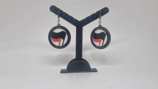 3d printed Antifa logo earrings, Antifascist action, love and unity, antifa flag symbol, political statement jewellery, resin gift idea