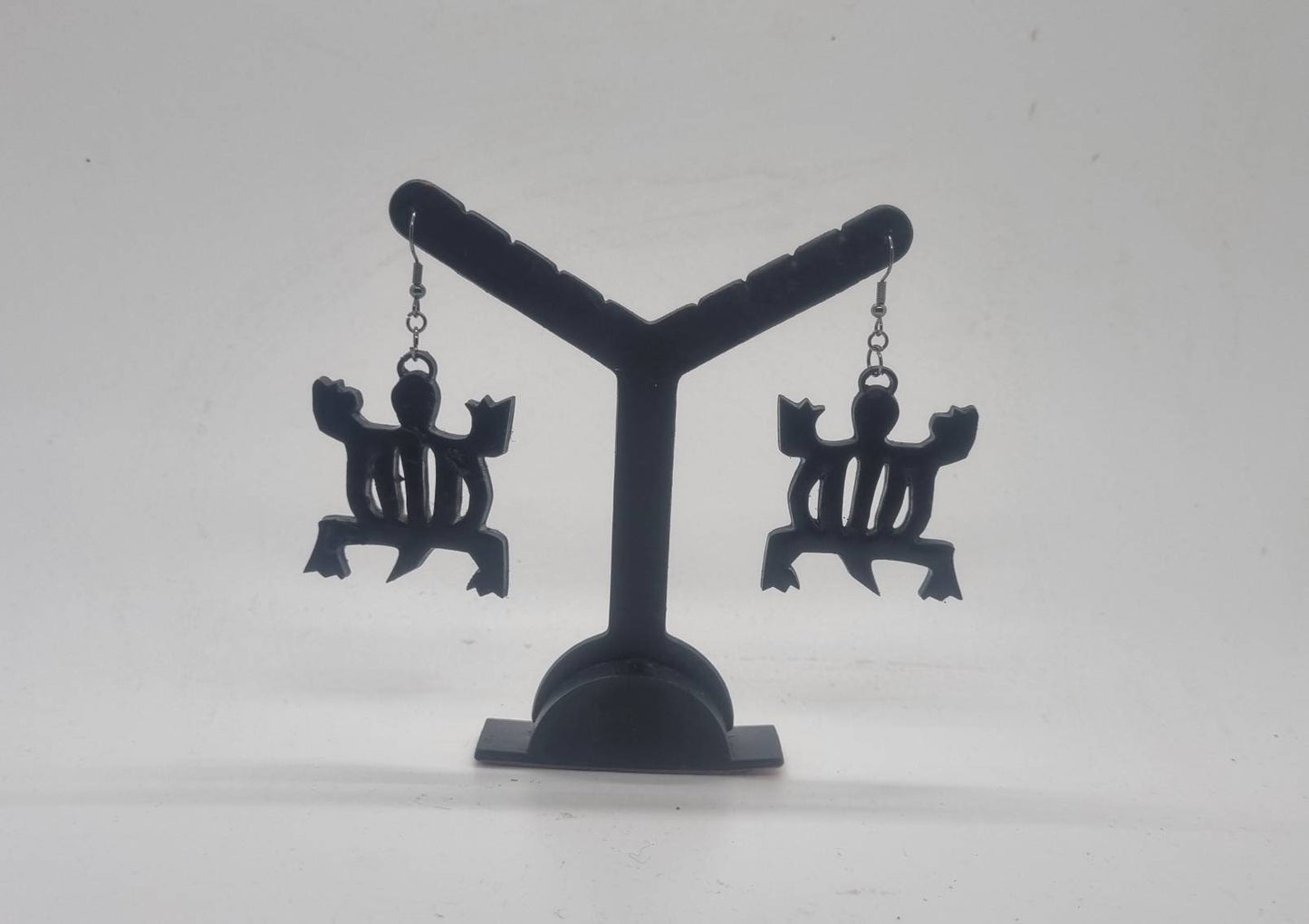 Ghanaian Adinkra symbol earrings, (Adaptability) DENKYEM.3d printed african art, tribal crocodile symbol, akan kente fashion, black woman