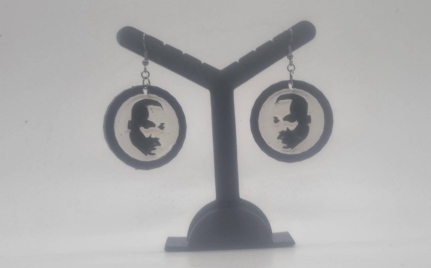 Martin Luther King silhouette earrings, 3d printed african american icon,black man poster, urban pop art, mlk portrait, african american art