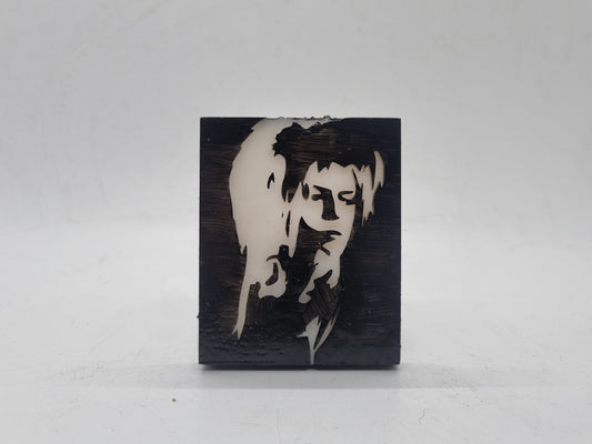 3d printed David Bowie fridge magnet Movie and film nostalgia, goblin king poster, movie star pop art, black and white silhouette,pop icon