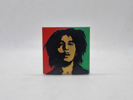 Bob marley fridge magnet, 3d printed pop art,one love movement,reggae music icon,jamaican music lover,rastafarian colours,red gold and green