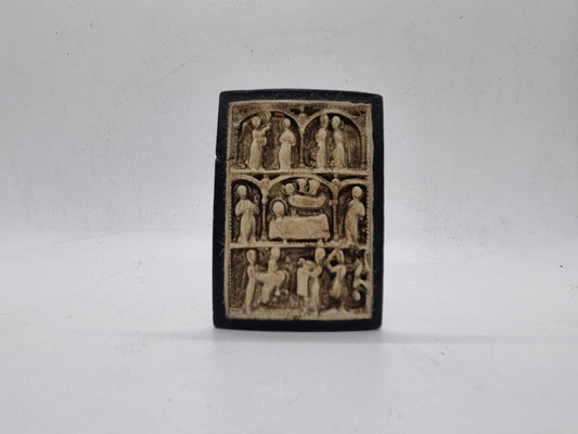 Plaque with nativity scenes, 3d printed fridge magnet, hellenistic roman relief, christian gift idea, jesus and mary, birth of christ,