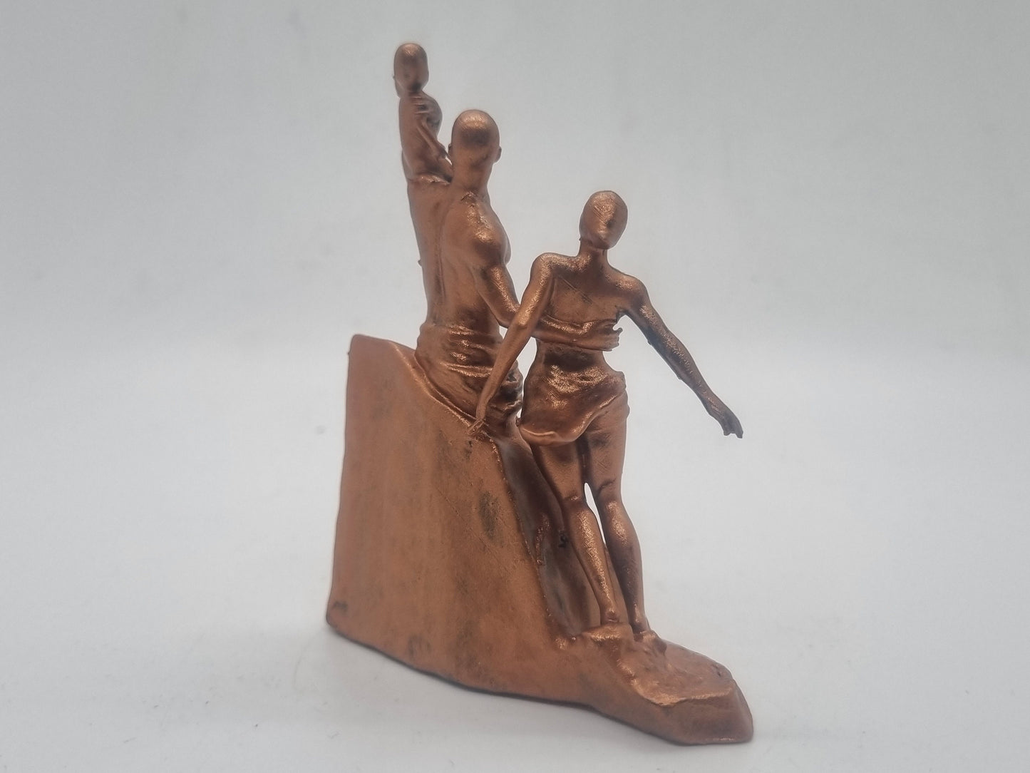 Copper colour Miniture African renaissance monument. 3 inch African sculpture, tribal statue,  Black man woman child, Africa art figurine