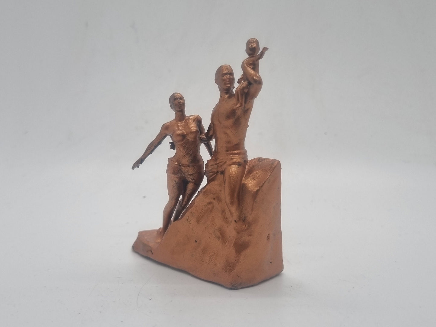 Copper colour Miniture African renaissance monument. 3 inch African sculpture, tribal statue,  Black man woman child, Africa art figurine