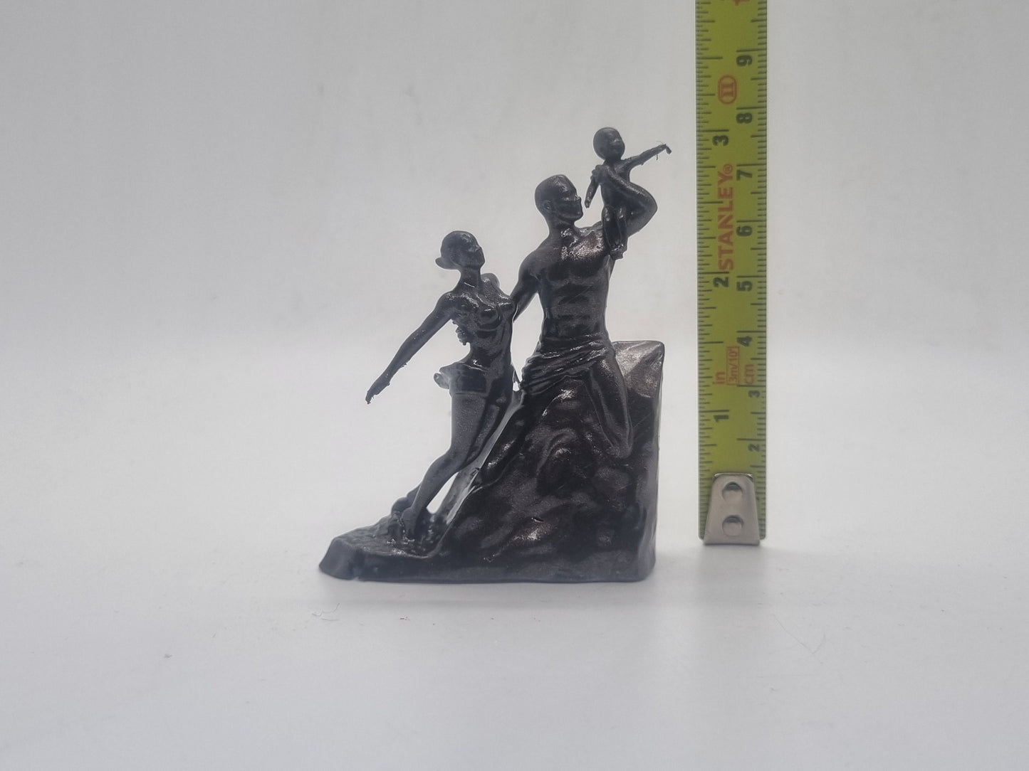 Dark Bronze Miniture African renaissance monument, 3 inch African sculpture . Africa figurine, tribal art decoration, black queen, family.