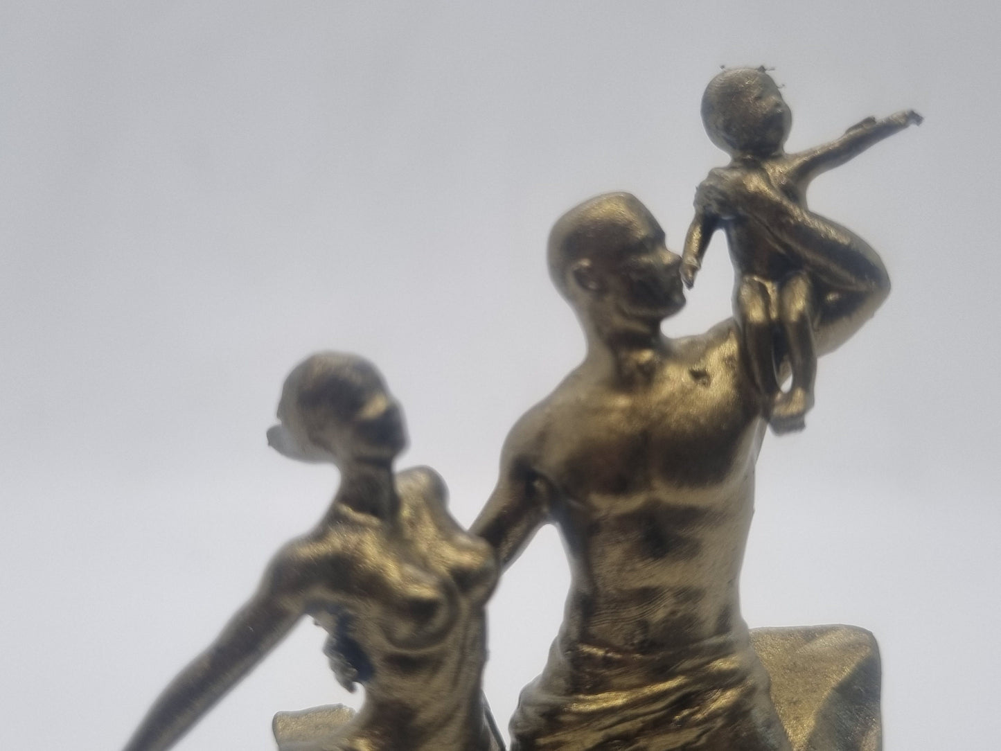 Bronze African renaissance monument,3d printed Miniture, 3 inch, African sculpture,African figurine,Black man woman and child decoration