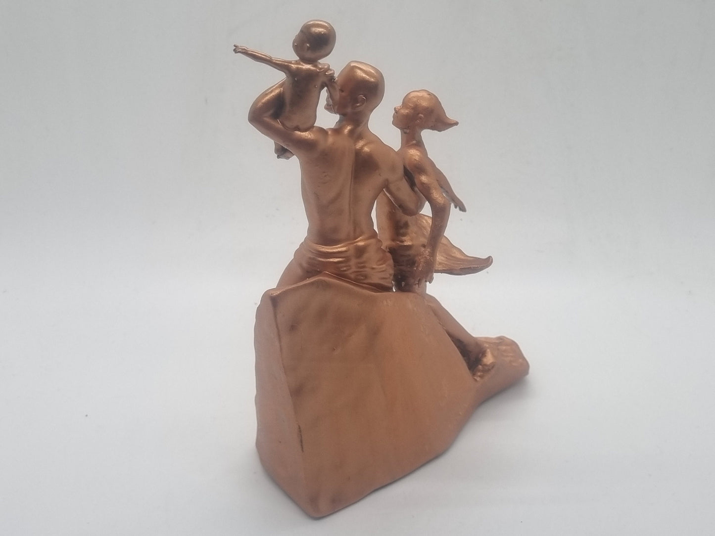 Copper coloured African renaissance monument. African sculpture art, Black family figurine, 3d printed statue, africa statue decoration