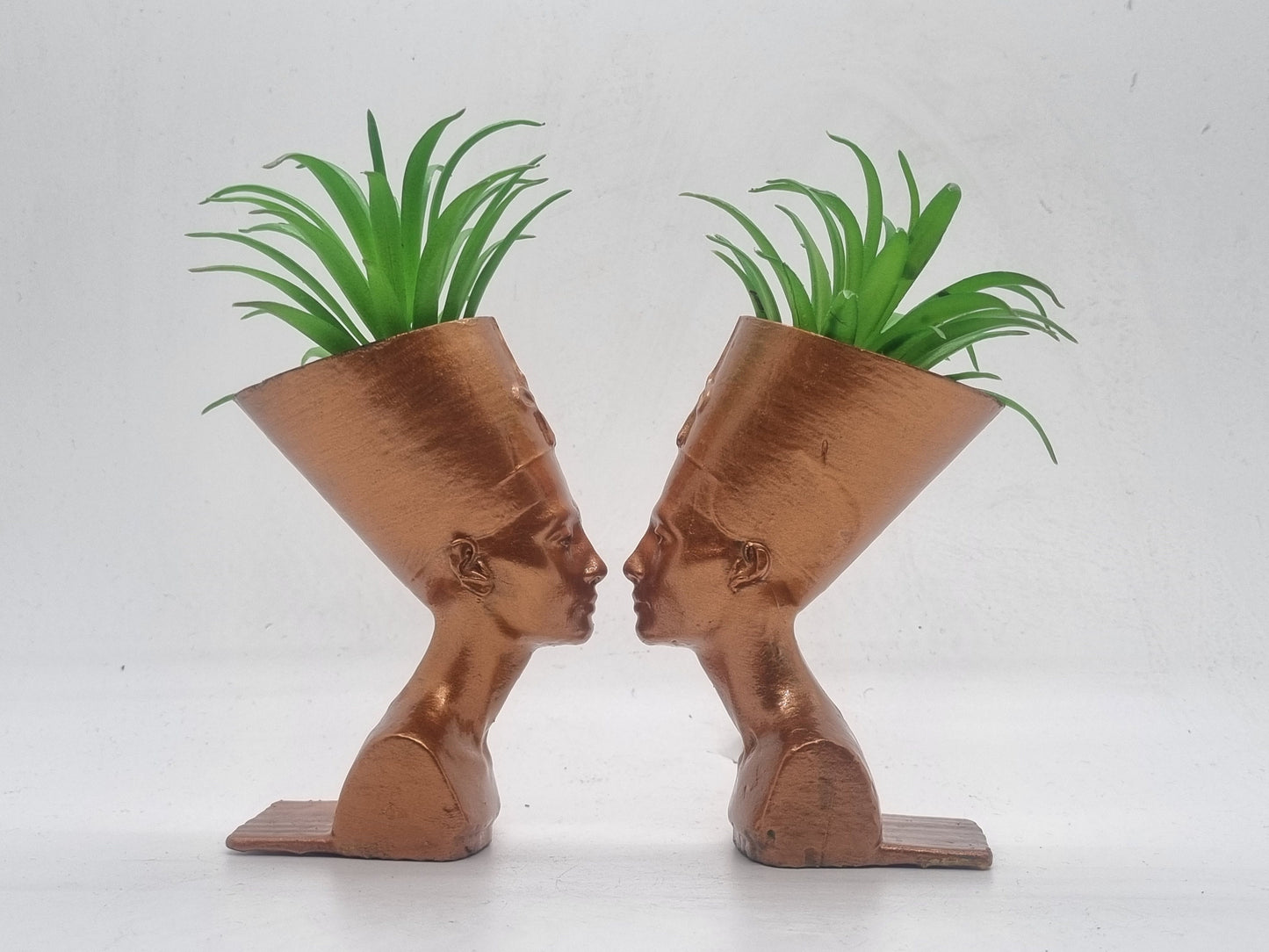 Copper coloured Pair of Queen Nefertiti planters, African art and culture,Egyptian sculpture, african queen plant pot, Egyptian gift idea