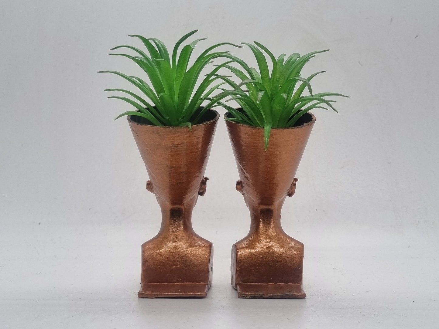 Copper coloured Pair of Queen Nefertiti planters, African art and culture,Egyptian sculpture, african queen plant pot, Egyptian gift idea