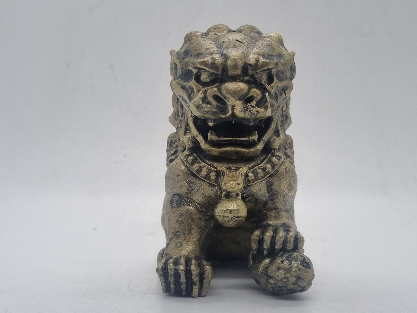 Gold coloured Chinese Guardian Lions, 3d printed figurines, fu dog statuettes, terracotta army decor, animal gift idea, china mythology art