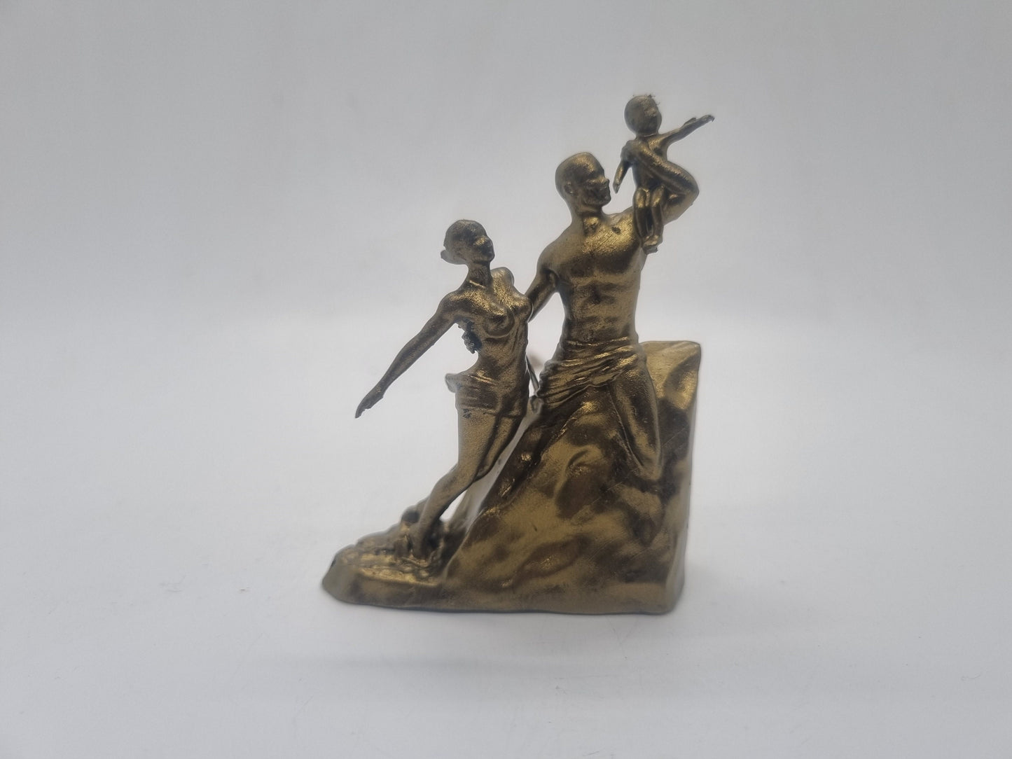 Bronze African renaissance monument,3d printed Miniture, 3 inch, African sculpture,African figurine,Black man woman and child decoration