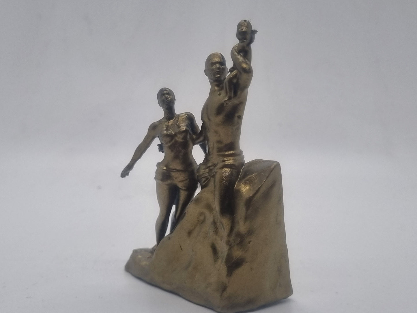 Bronze African renaissance monument,3d printed Miniture, 3 inch, African sculpture,African figurine,Black man woman and child decoration