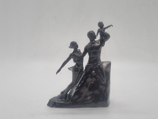 Dark Bronze Miniture African renaissance monument, 3 inch African sculpture . Africa figurine, tribal art decoration, black queen, family.