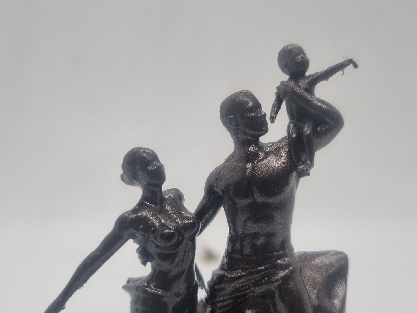 Dark Bronze Miniture African renaissance monument, 3 inch African sculpture . Africa figurine, tribal art decoration, black queen, family.