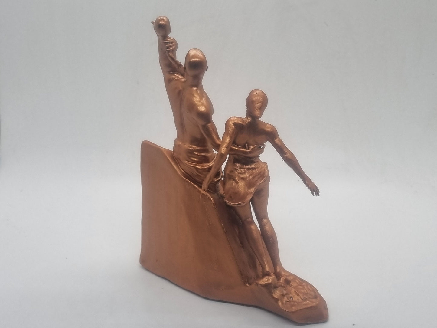 Copper coloured African renaissance monument. African sculpture art, Black family figurine, 3d printed statue, africa statue decoration