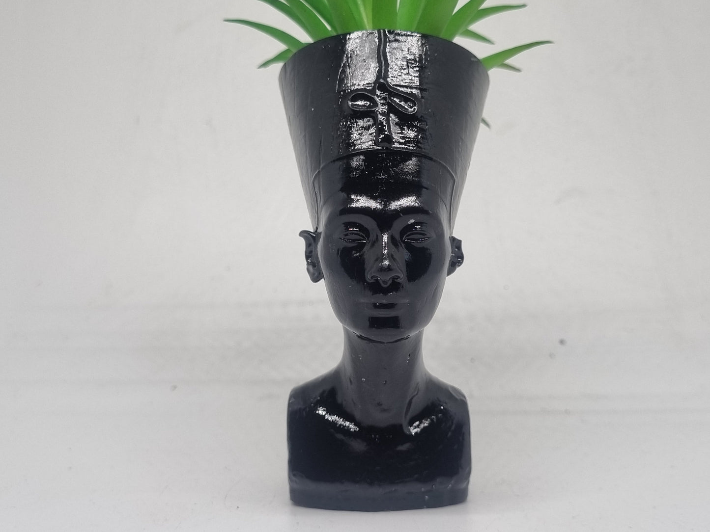 Black coloured Pair of Queen Nefertiti planters,Egyptian art and culture, mask, sculpture,ancient Egypt gift idea, egyptian plant pot