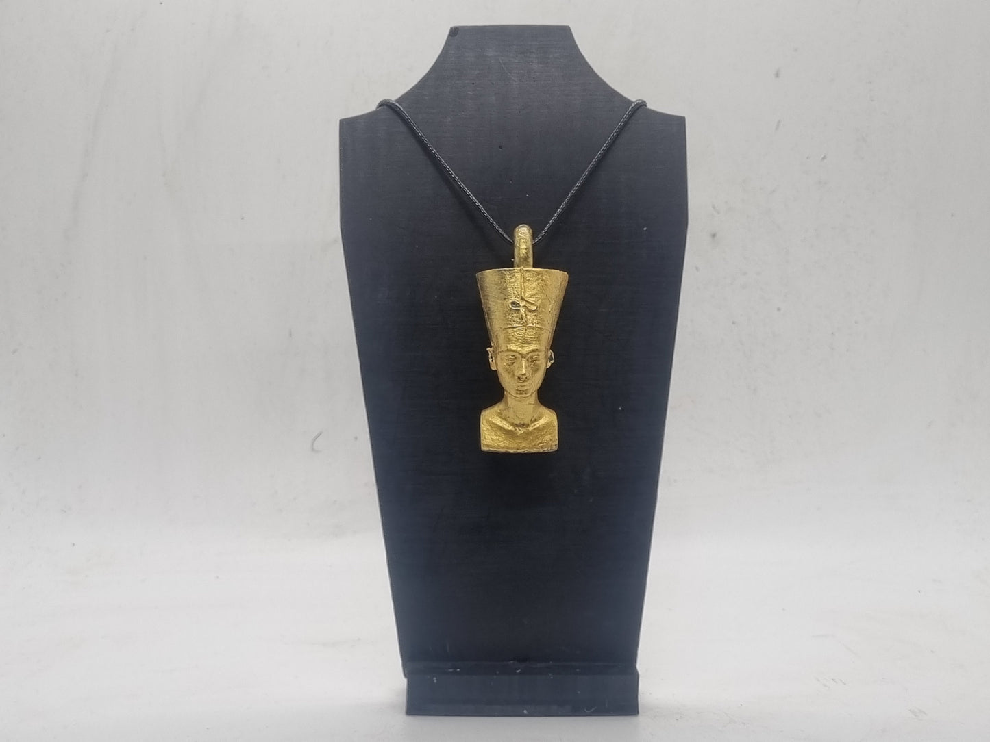 Gold colour Nefertiti pendant, African queen bust necklace, Egyptian sculpture, ethnic figure, jewellery gift idea,Female beauty statue