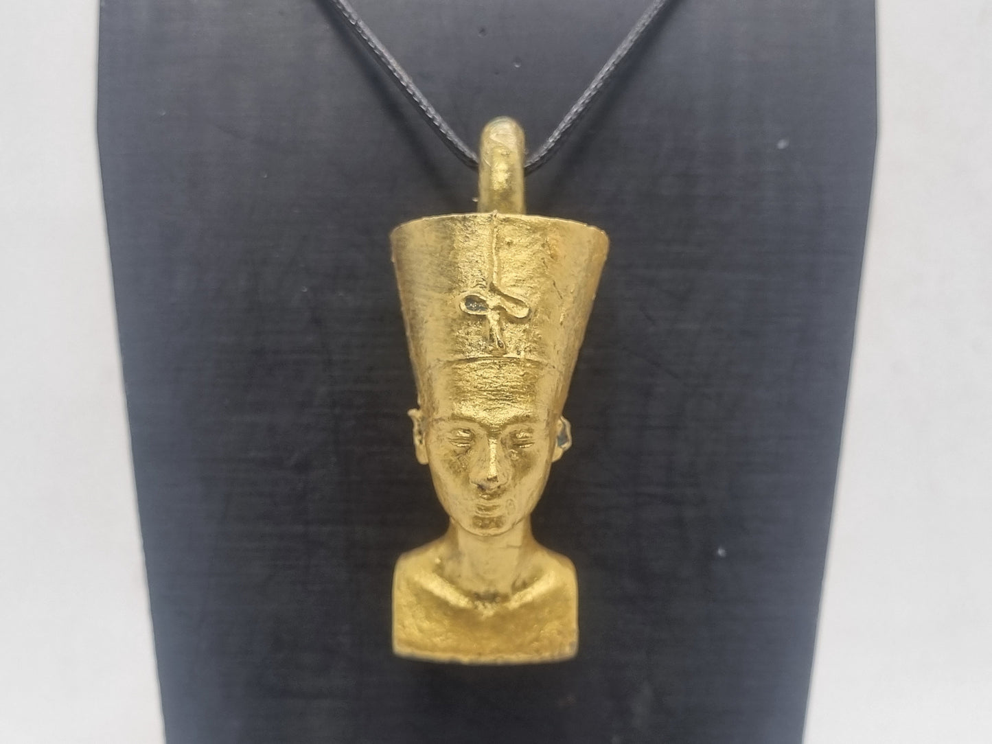 Gold colour Nefertiti pendant, African queen bust necklace, Egyptian sculpture, ethnic figure, jewellery gift idea,Female beauty statue