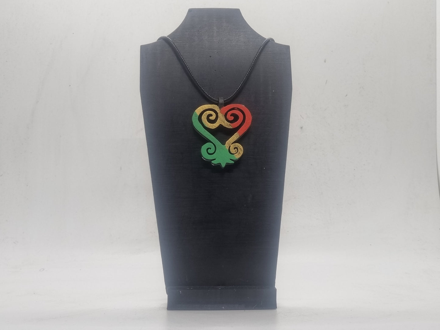 African Sankofa heart pendant, Akan tribal jewellery necklace, Ghana kente symbol, Asante spirituallity emblem, 3d printed resin, gift idea