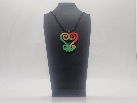 African Sankofa heart pendant, Akan tribal jewellery necklace, Ghana kente symbol, Asante spirituallity emblem, 3d printed resin, gift idea