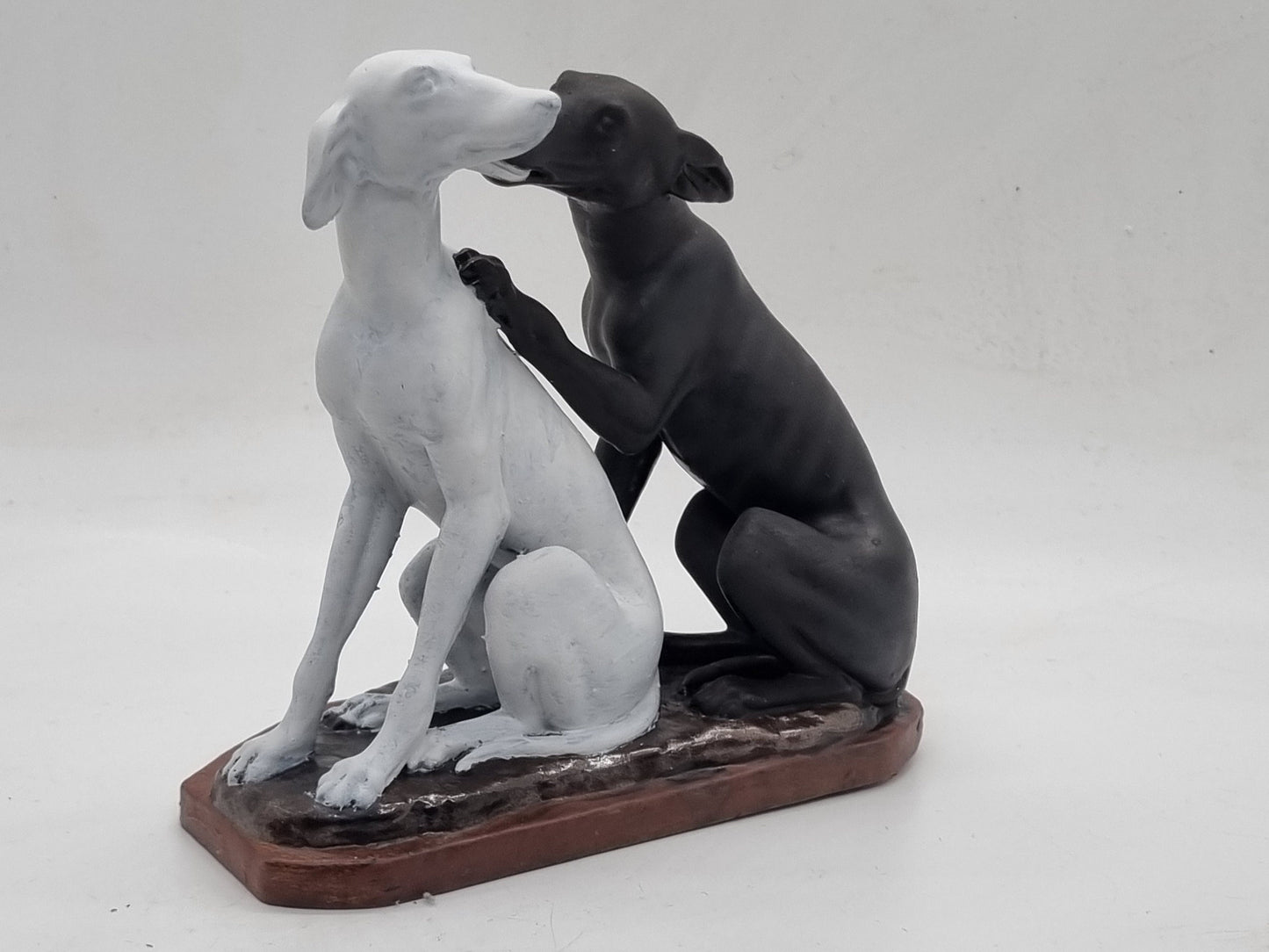 Black & white Townley Greyhound statuette, pair of dogs animal figurine, cute puppy gift idea, whippet hound dog statue, Pet lover ornament