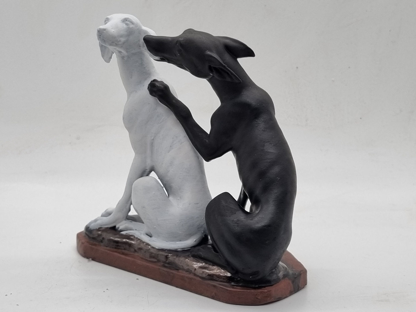 Black & white Townley Greyhound statuette, pair of dogs animal figurine, cute puppy gift idea, whippet hound dog statue, Pet lover ornament