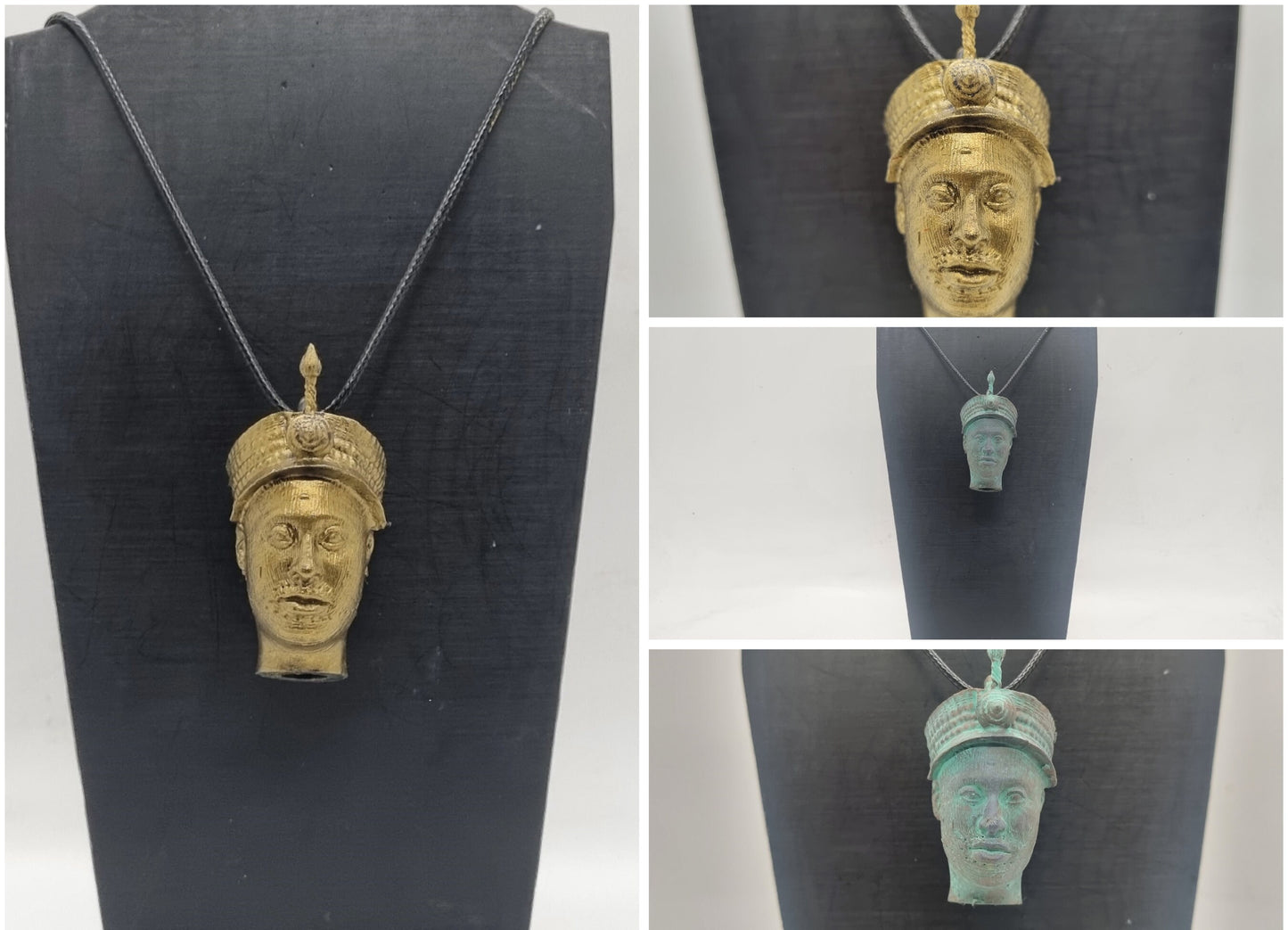 Bronze colour Ori Olokun pendant, Yoruba ife head, African bust necklace, Benin bronze statue,  Nigerian tribal art statue, love Africa