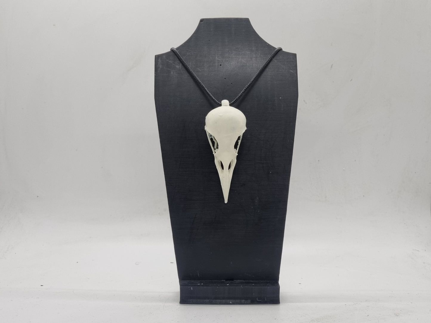 Off white Crow skull pendant, cosplay accessory, horror fancy dress, gothic jewellery, Halloween witch costume, Creepy raven bird necklace