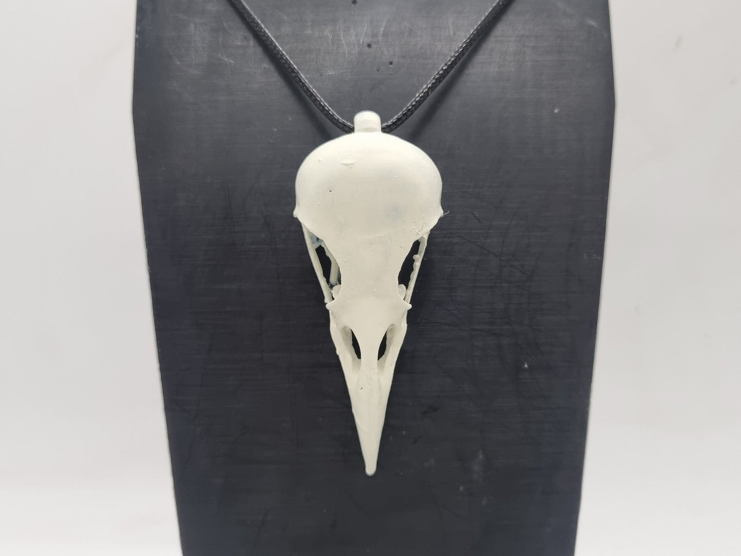 Off white Crow skull pendant, cosplay accessory, horror fancy dress, gothic jewellery, Halloween witch costume, Creepy raven bird necklace