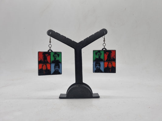 3d printed "The Young ones" pop art earrings, 1980's British comedy, modern art jewellery,Tv memorabilia,  80's gift idea,big square earring