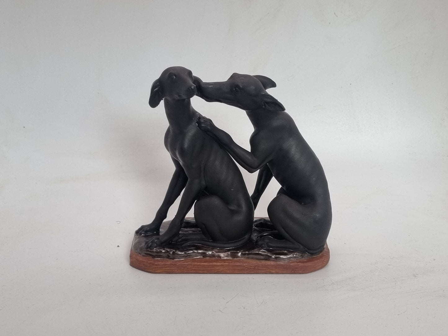 Black Townley Greyhound statuette, pair of dogs statue, animal lover gift idea ,cute puppy figurine, whippet hound ornament, 3d printed dog