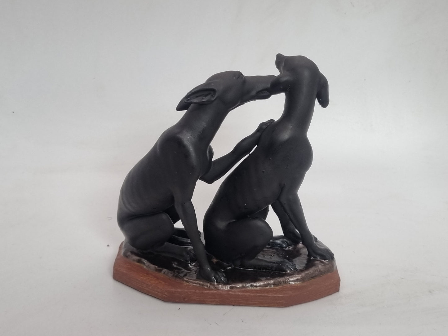 Black Townley Greyhound statuette, pair of dogs statue, animal lover gift idea ,cute puppy figurine, whippet hound ornament, 3d printed dog