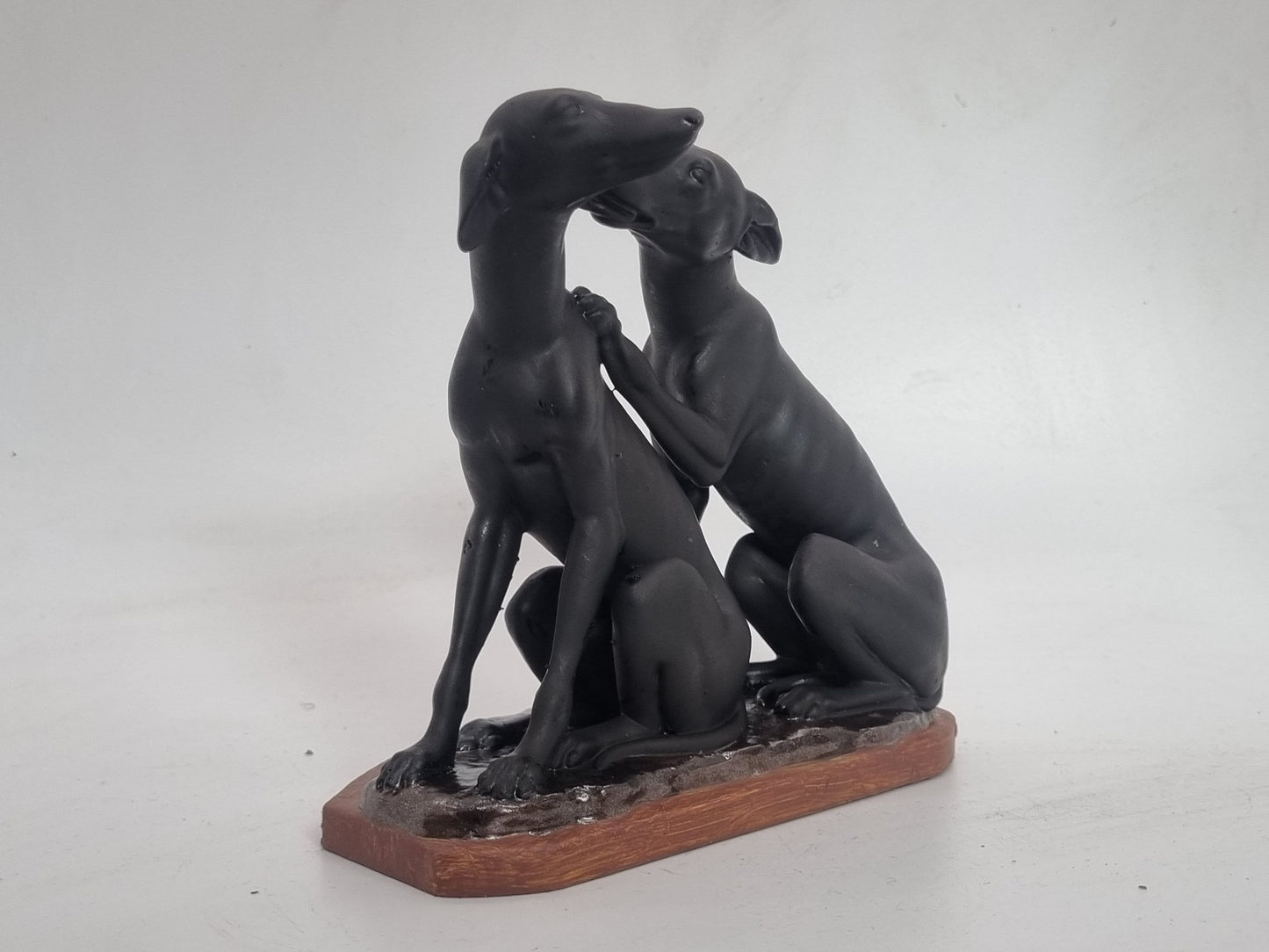 Black Townley Greyhound statuette, pair of dogs statue, animal lover gift idea ,cute puppy figurine, whippet hound ornament, 3d printed dog