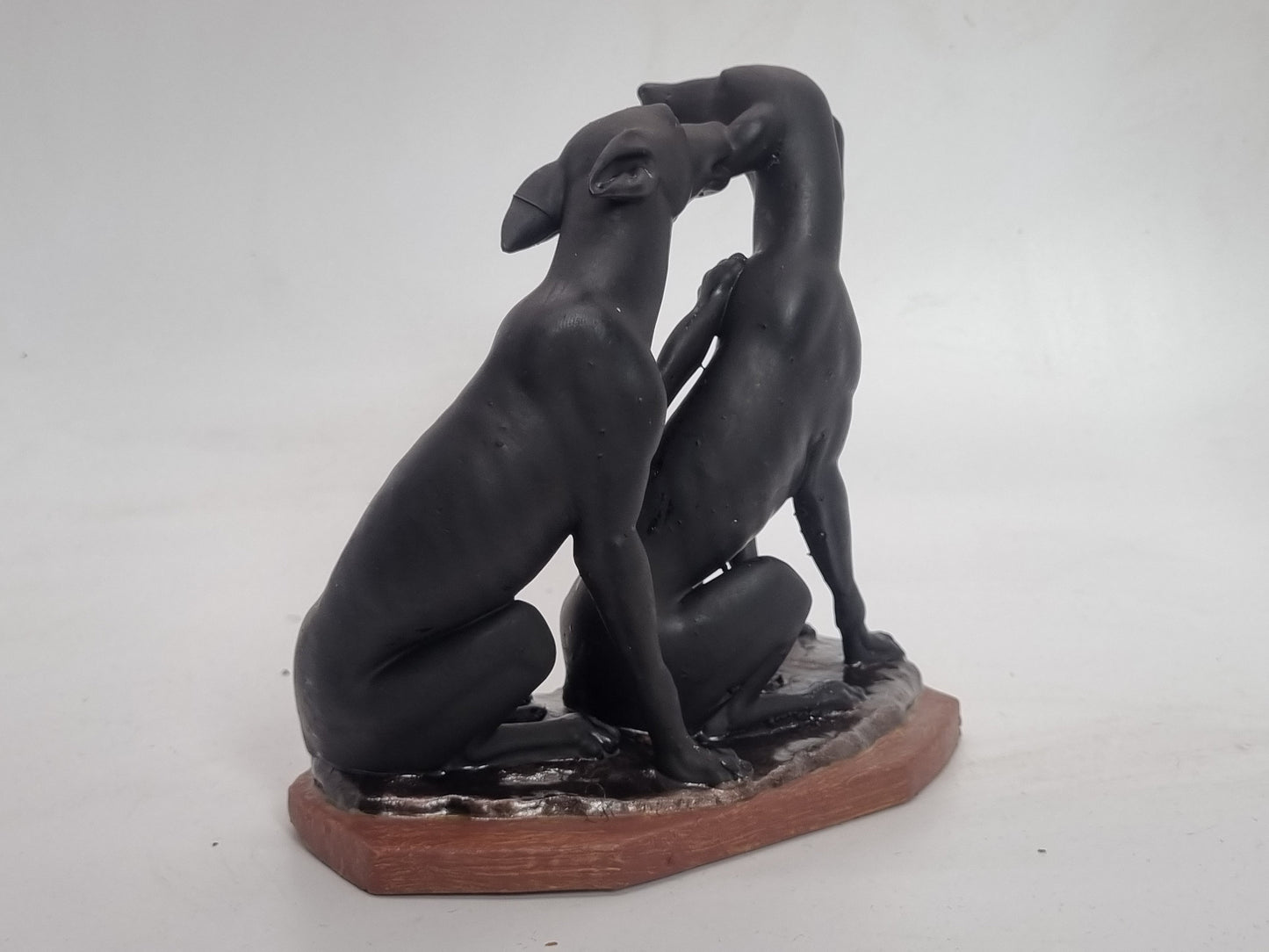 Black Townley Greyhound statuette, pair of dogs statue, animal lover gift idea ,cute puppy figurine, whippet hound ornament, 3d printed dog