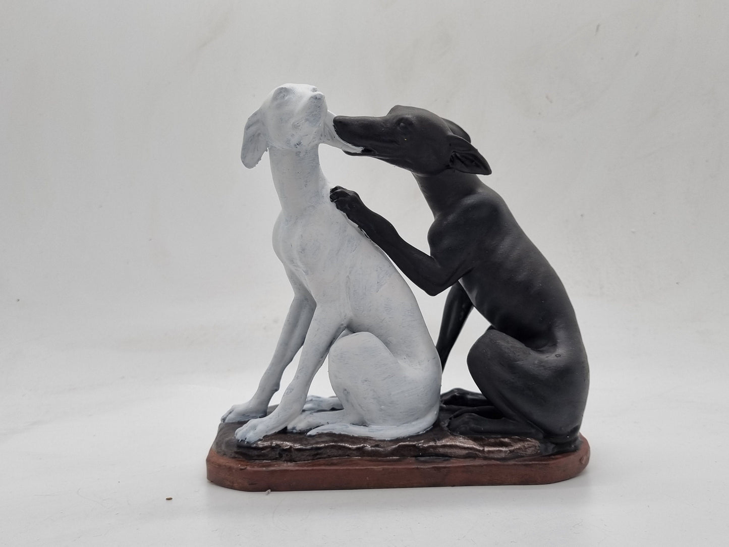 Black & white Townley Greyhound statuette, pair of dogs animal figurine, cute puppy gift idea, whippet hound dog statue, Pet lover ornament