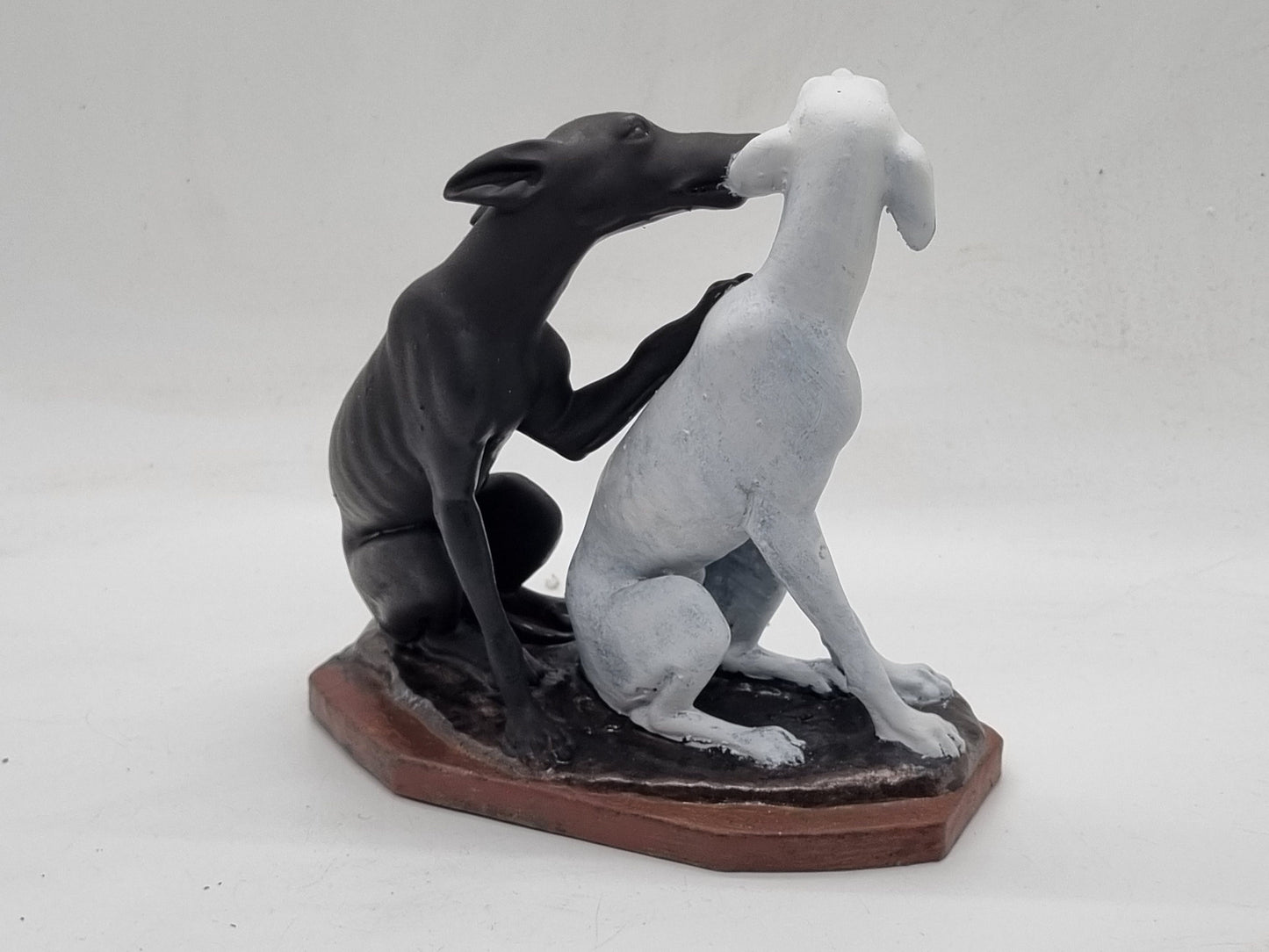 Black & white Townley Greyhound statuette, pair of dogs animal figurine, cute puppy gift idea, whippet hound dog statue, Pet lover ornament