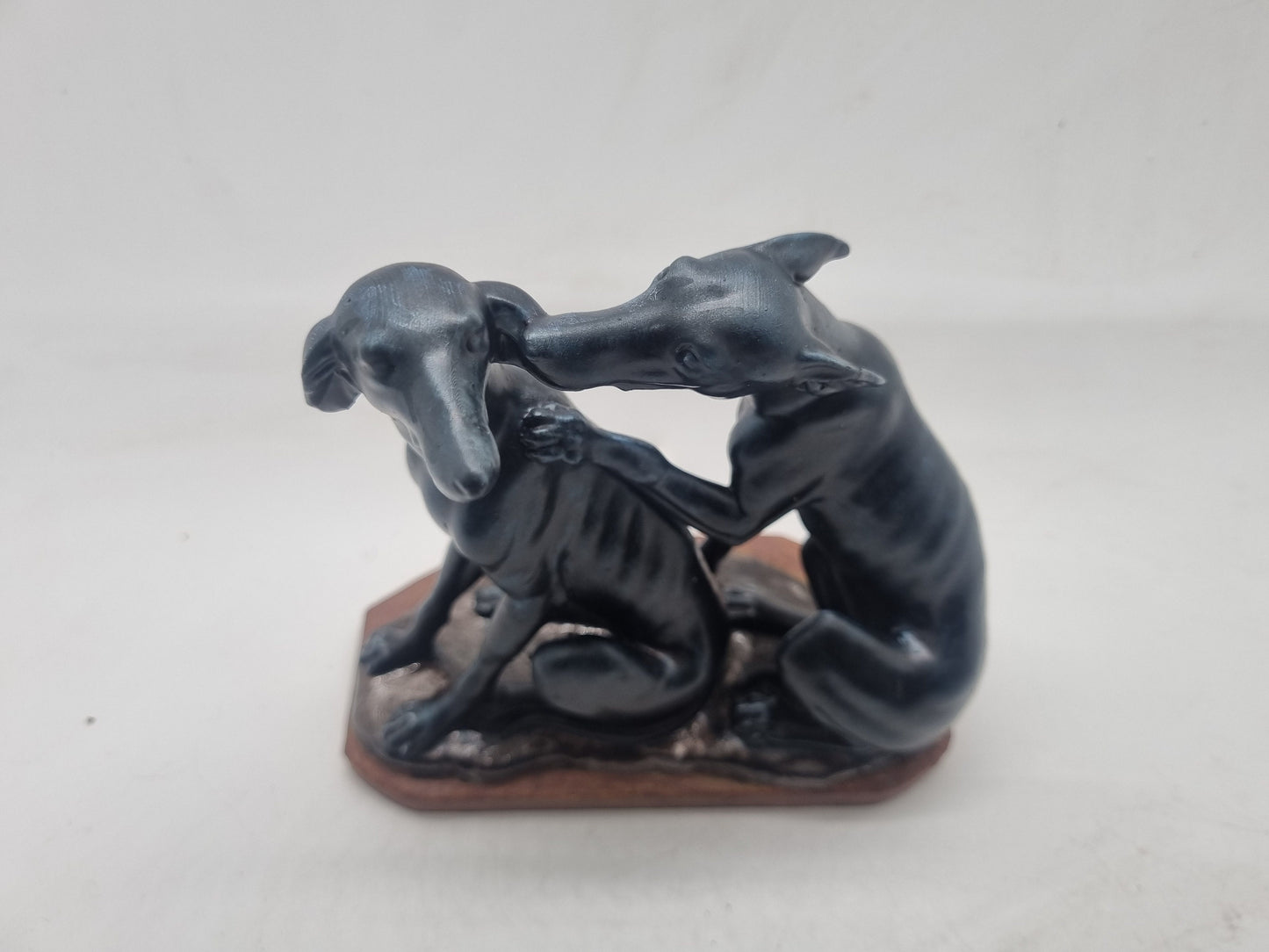 black with blue Townley Greyhound statuette, whippet hound dog statue, pair of dogs, animal figurine. Pet lover gift, cute puppy ornament