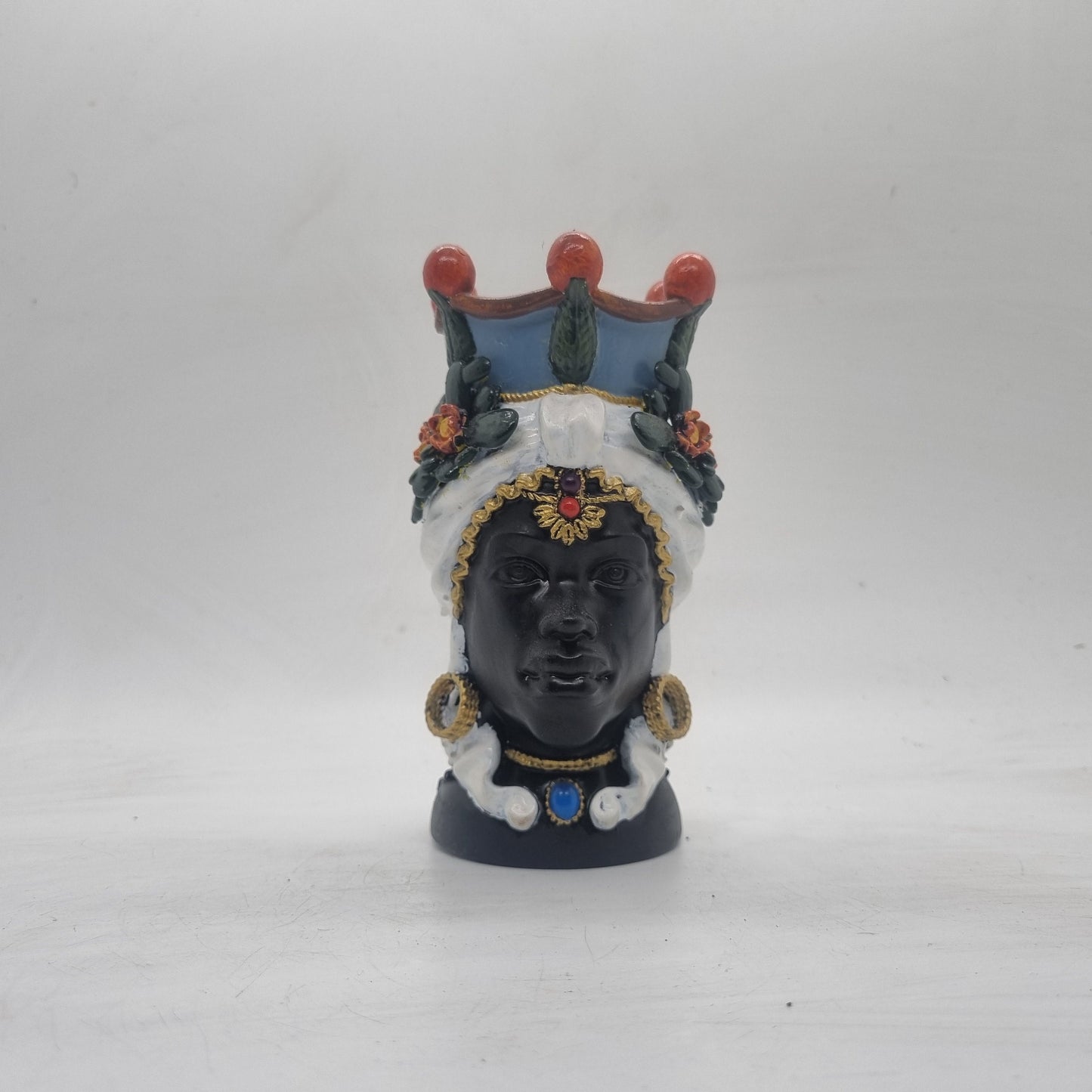 Moorish lady head. 3d print of a Sicillian sculpture. Testa di Moro. African art and culture, mask, sculpture, statue, figurine,