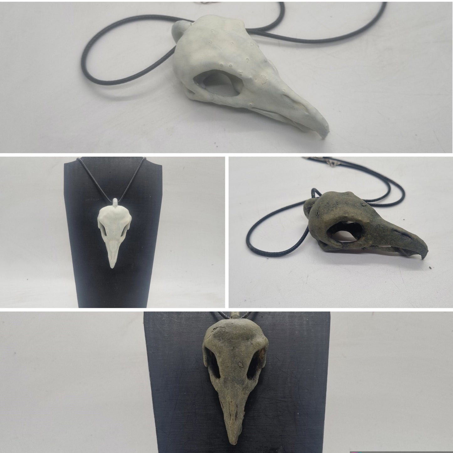 Off white Vulture skull pendant, cosplay accessory, horror fancy dress, gothic jewellery, Halloween witch costume,Creepy raven bird necklace