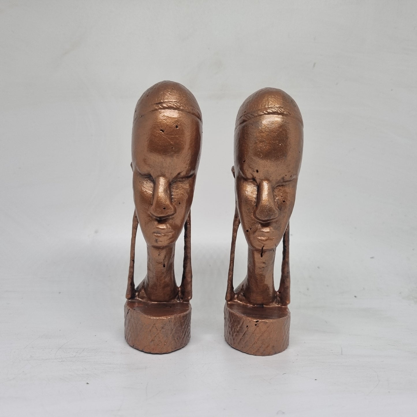 copper colour African head figurines, 3d printed tribal art bust, ethnic tribesman statue, love africa, faux metal, male face statuette,