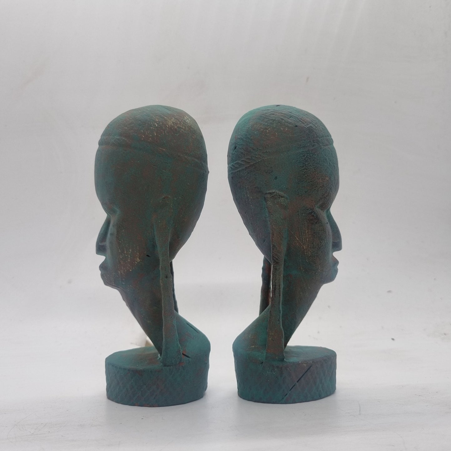 African head figurines,weathered Bronze colour tribal art bust,3d printed ethnic statue, love africa, black male face, tribesman statuette,