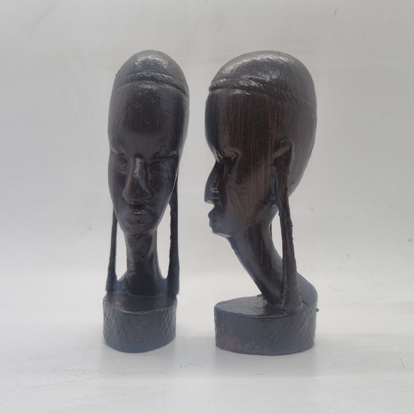 African head figurines,3d printed ethnic statue,Faux wood effect tribal art bust, love africa, black male tribesman, face carving sculpture