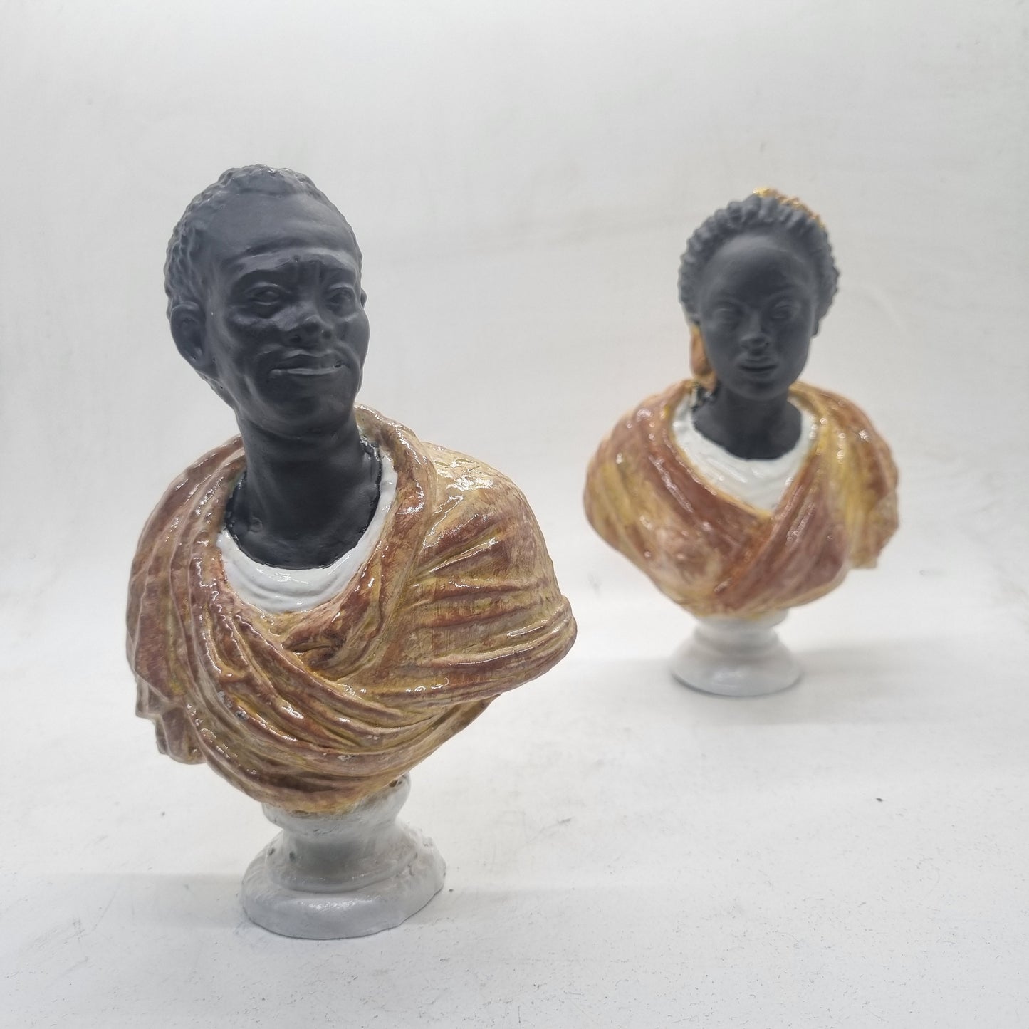 Pair of African busts, The Wallace collection,faux marble figurines, black history statues, African American art,  african couple gift idea