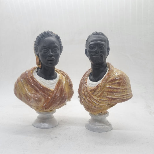 Pair of African busts, The Wallace collection,faux marble figurines, black history statues, African American art,  african couple gift idea